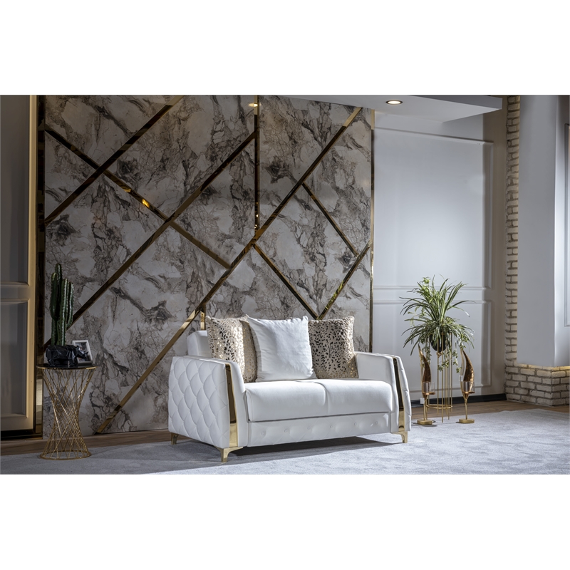 Lust Modern Style Loveseat Made with Wood & Under-seat Storage in White