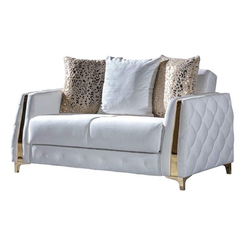 Lust Modern Style Loveseat Made with Wood & Under-seat Storage in White