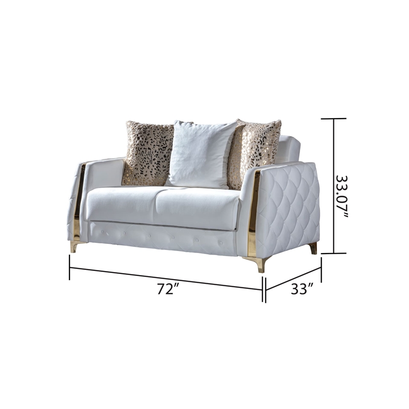 Lust Modern Style Loveseat Made with Wood & Under-seat Storage in White