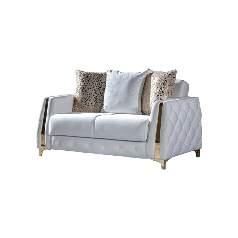 Lust Modern Style 2PC Living Room Set Made with Wood in White