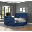 Maya Modern Style Queen Bed made with Wood in Navy
