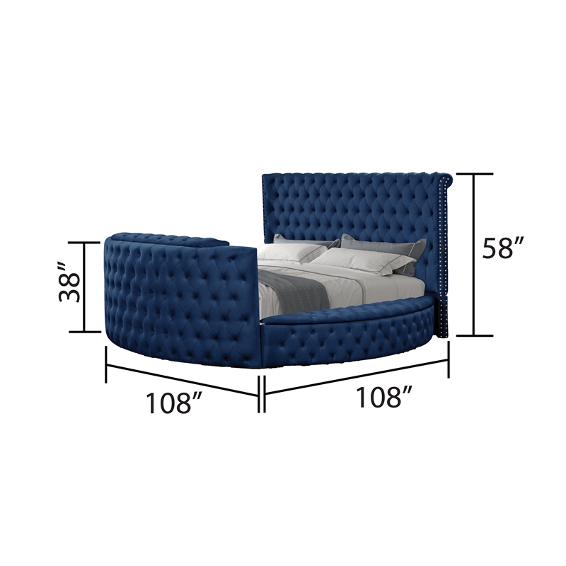 Maya Modern Style Queen Bed made with Wood in Navy