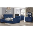 Maya Modern Style Queen Bed made with Wood in Navy