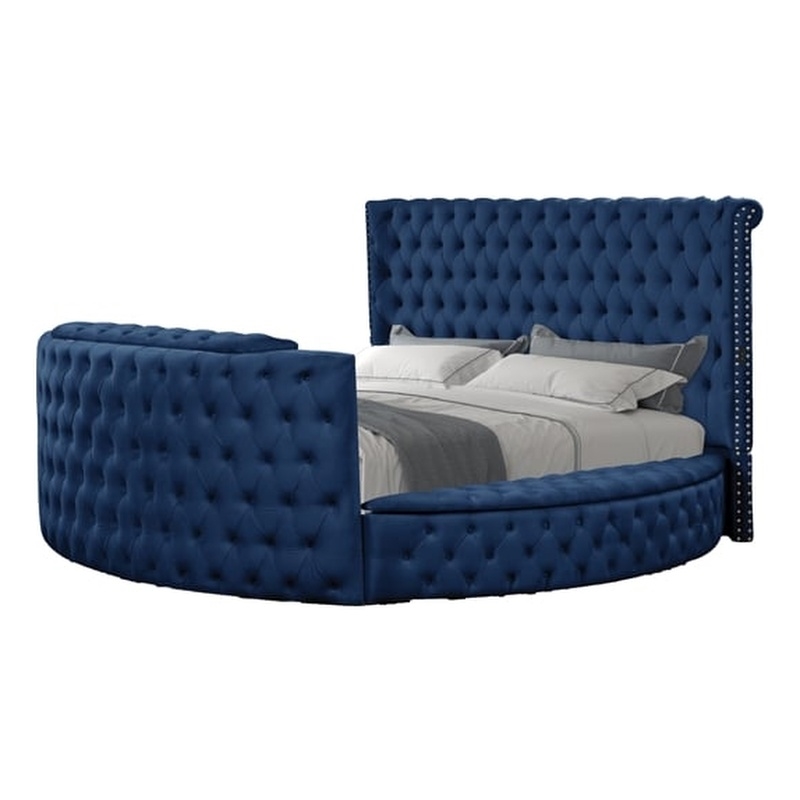 Maya Modern Style Queen Bed made with Wood in Navy