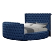 Maya Modern Style Queen Bed made with Wood in Navy