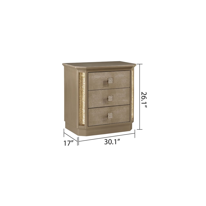 Medusa Modern Style 5Pc Queen Gold Finish Bedroom Set made with Wood