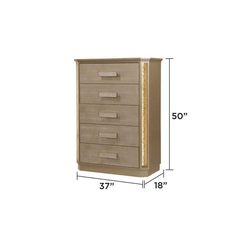 Medusa Modern Style 5Pc King  Gold Finish Bedroom Set made with Wood