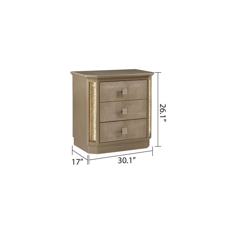 Medusa Modern Style 5Pc King  Gold Finish Bedroom Set made with Wood