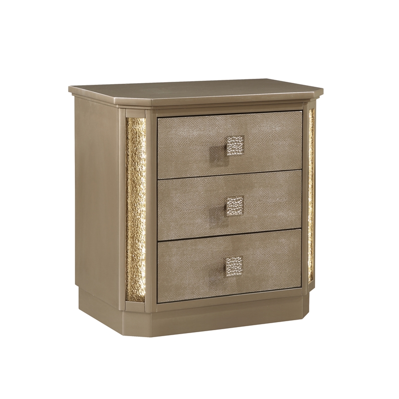 Medusa Modern Style 5Pc King  Gold Finish Bedroom Set made with Wood