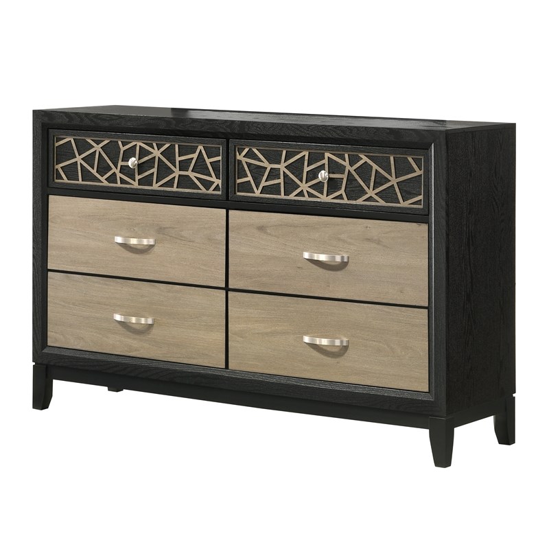 Selena Modern & Contemporary Style 6-Drawer Dresser Made with Wood in Black
