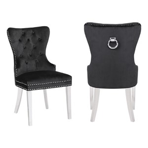 Erica 2 Piece Stainless Steel Legs Chair Finish with Velvet Fabric in Black