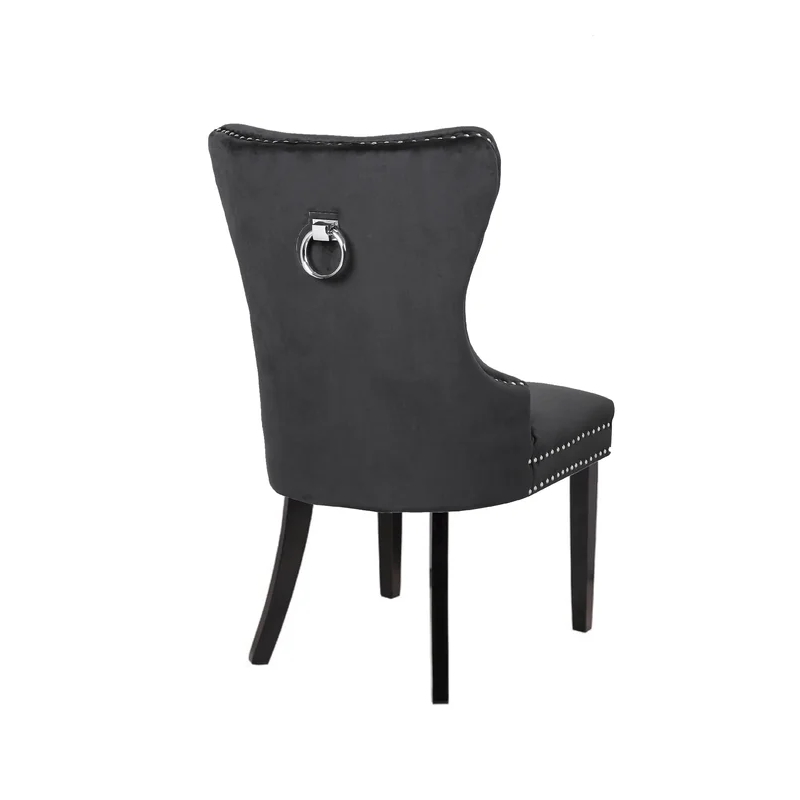 Erica 2 Piece Wood Legs Dinning Chair Finish with Velvet Fabric in Black