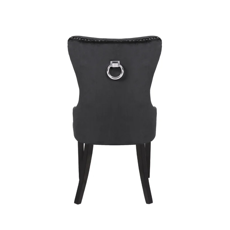 Erica 2 Piece Wood Legs Dinning Chair Finish with Velvet Fabric in Black