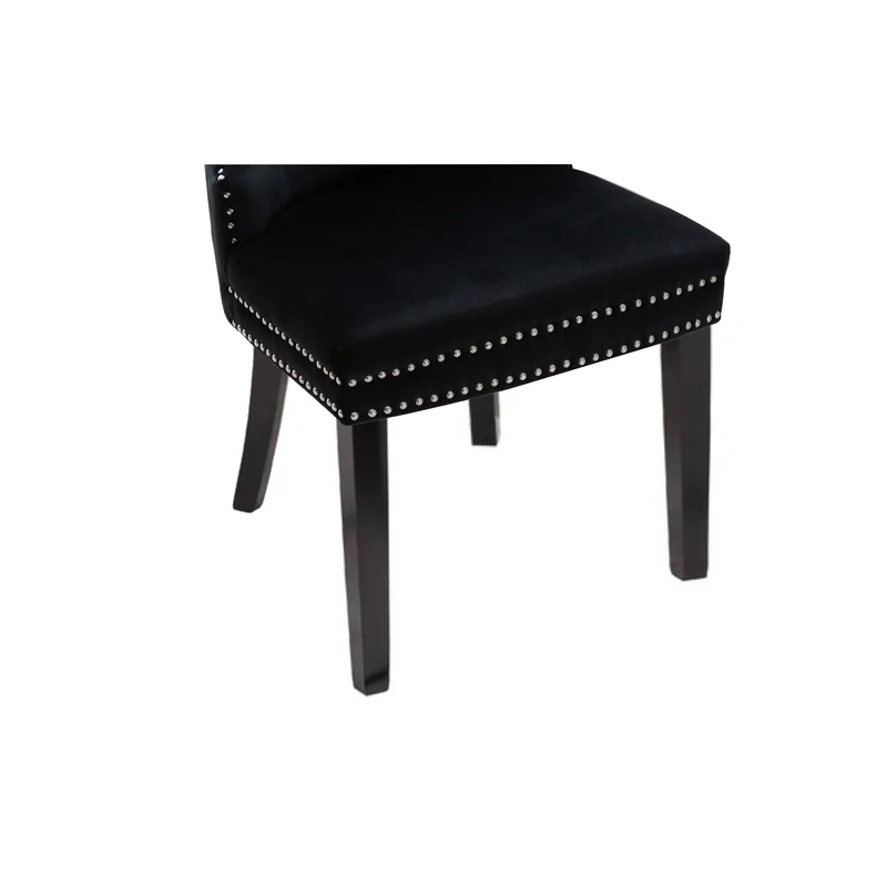 Erica 2 Piece Wood Legs Dinning Chair Finish with Velvet Fabric in Black