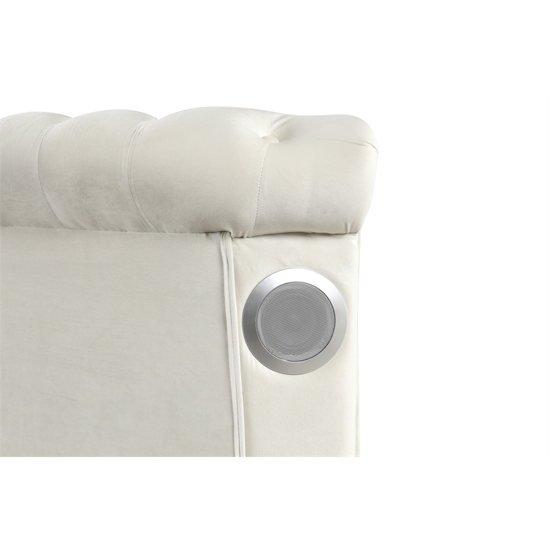 Hazel Queen Tufted Upholstery Storage Bed made with Wood in Cream