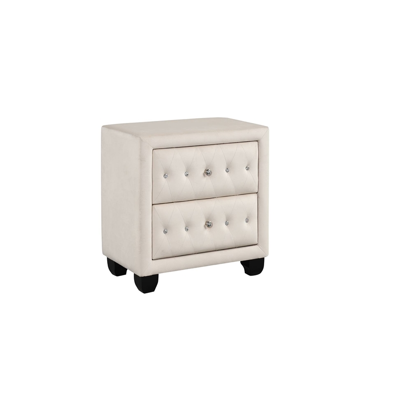 Hazel Queen 5 Pc Tufted Upholstery Bedroom Set Made with Wood in Cream