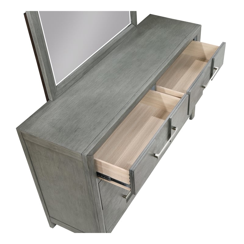King 4PC Modern Style Bedroom Set Made with Wood in Gray