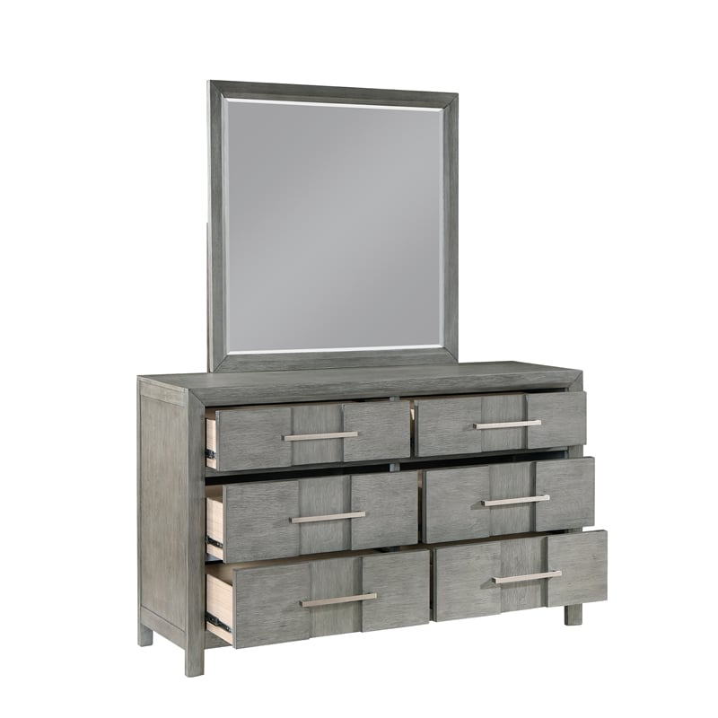 Queen 5PC Modern Style Storage Bedroom Set Made with Wood in Gray