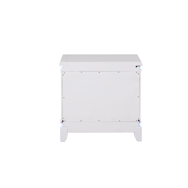 Modern Style 2-Drawer Nightstand Made with Wood and LED in Milky White
