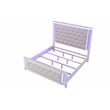 Modern Style Queen Bed Made with Wood & LED Headboard in Milky White