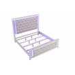 Modern Style Queen Bed Made with Wood & LED Headboard in Milky White