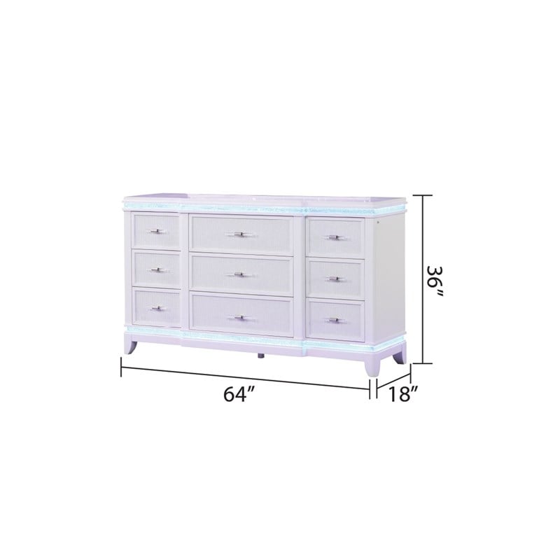 Modern Style Queen 5PC Bedroom Set Made with Wood in Milky White