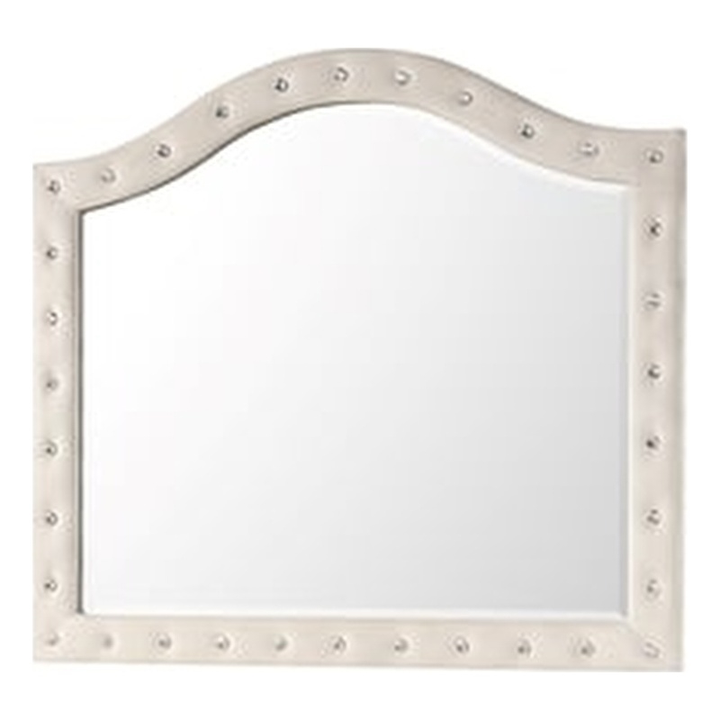 Sophia Crystal Tufted Modern Style Mirror made with Wood in Cream
