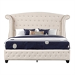 Sophia Crystal Tufted Modern Style Full Bed made with Wood in Cream