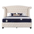 Sophia Crystal Tufted 4PC Queen Bedroom Set in Cream made with Wood