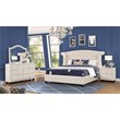 Sophia Crystal Tufted 4PC King Bedroom Set in Cream made with Wood