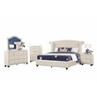 Sophia Crystal Tufted Modern Style 5PC King Bedroom Set made with Wood in Cream