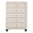 Sophia Crystal Tufted Modern Style 5PC King Bedroom Set made with Wood in Cream