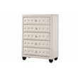 Sophia Crystal Tufted Modern style 5-Drawer Chest made with wood in Cream