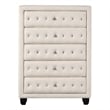 Sophia Crystal Tufted Modern style 5-Drawer Chest made with wood in Cream