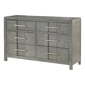 Modern Style 6-Drawer Dresser Made with Wood in Gray finish