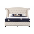 Sophia Crystal Tufted Modern Style Queen Bed made with Wood in Cream