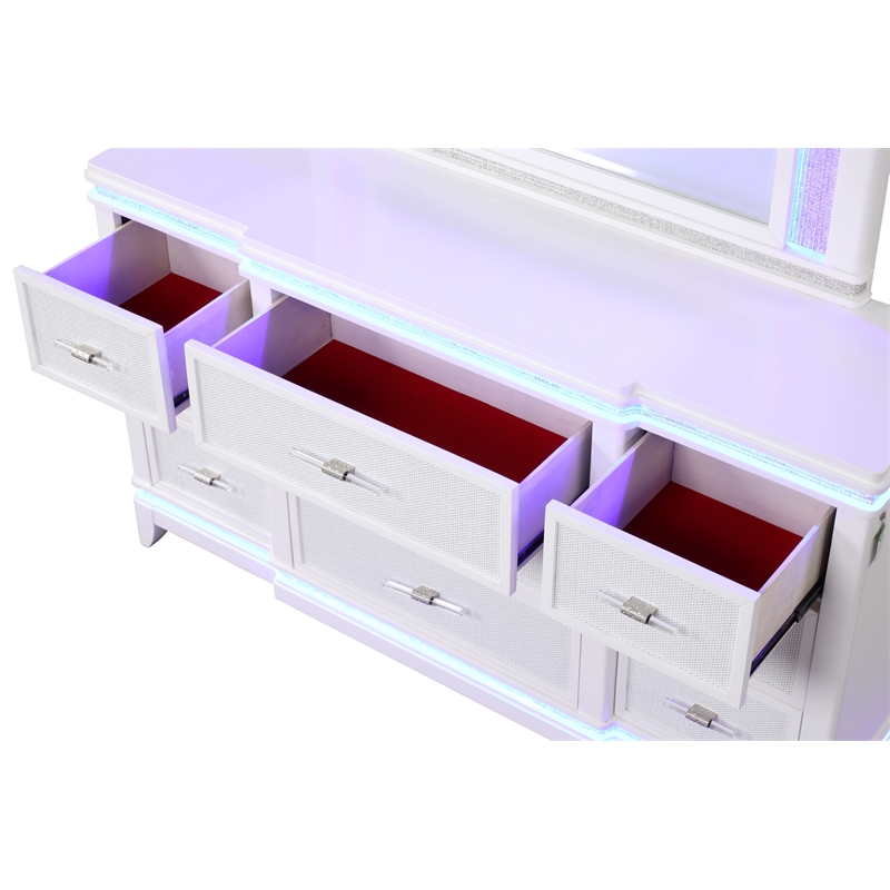 Modern Style King 4PC Storage Bedroom Set Made with Wood in Milky White