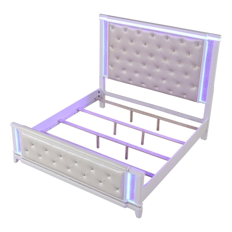 Modern Style King 4PC Storage Bedroom Set Made with Wood in Milky White