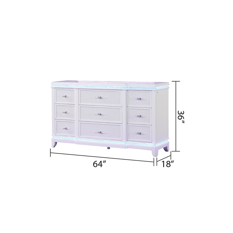 Modern Style Queen 4PC Storage Bedroom Set Made with Wood in Milky White