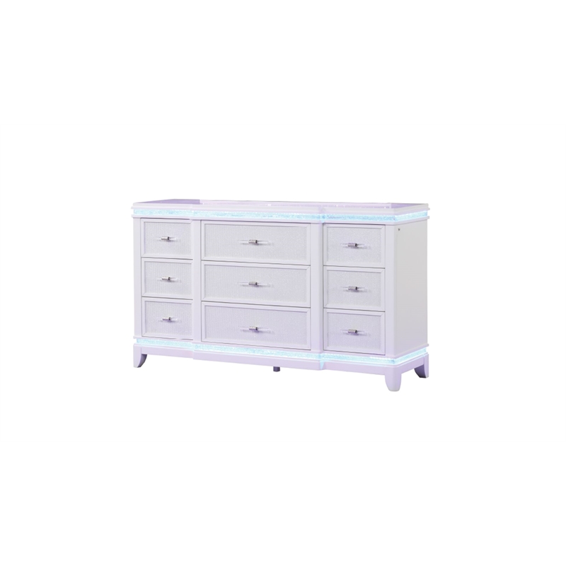 Modern Style Queen 4PC Storage Bedroom Set Made with Wood in Milky White