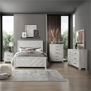 Denver Full 5PC Modern Style Bedroom Set Made with Wood in Rustic Natural