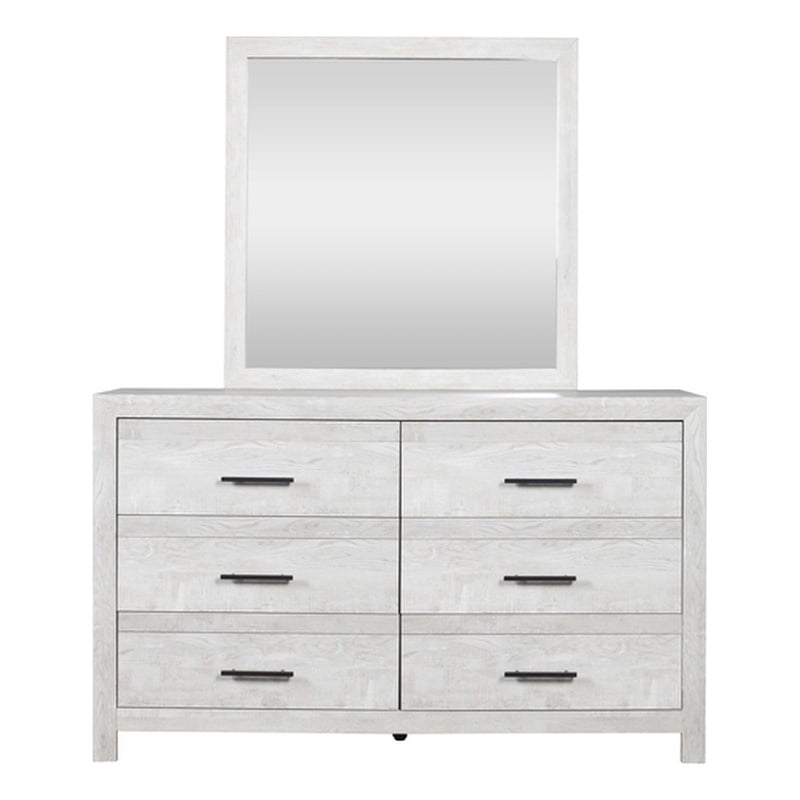 Denver Modern Style 6-Drawer Dresser Made with Wood in Rustic Natural(NO MIRROR)