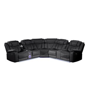 Challenger Modern Style Recliner Sectional Sofa made with Wood in Black