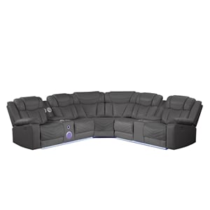 Challenger Modern Style Recliner Sectional Sofa made with Wood in Gray