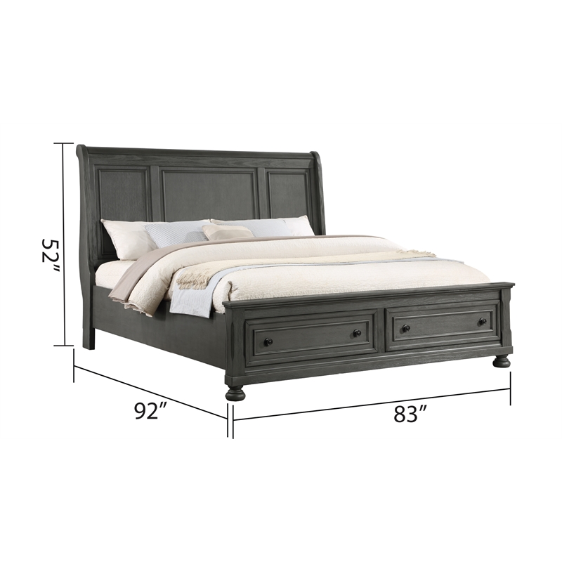 Jackson Modern Style King Bed Made with Wood in Gray Finish
