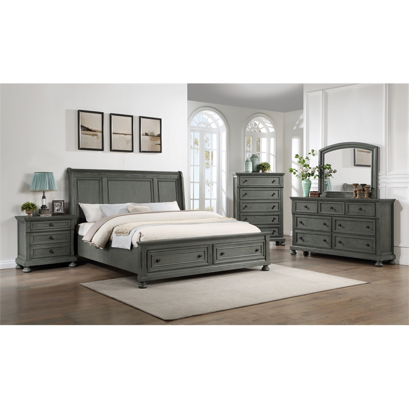 Jackson Modern Style King Bed Made with Wood in Gray Finish
