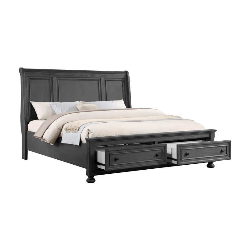 Jackson Modern Style King Bed Made with Wood in Gray Finish