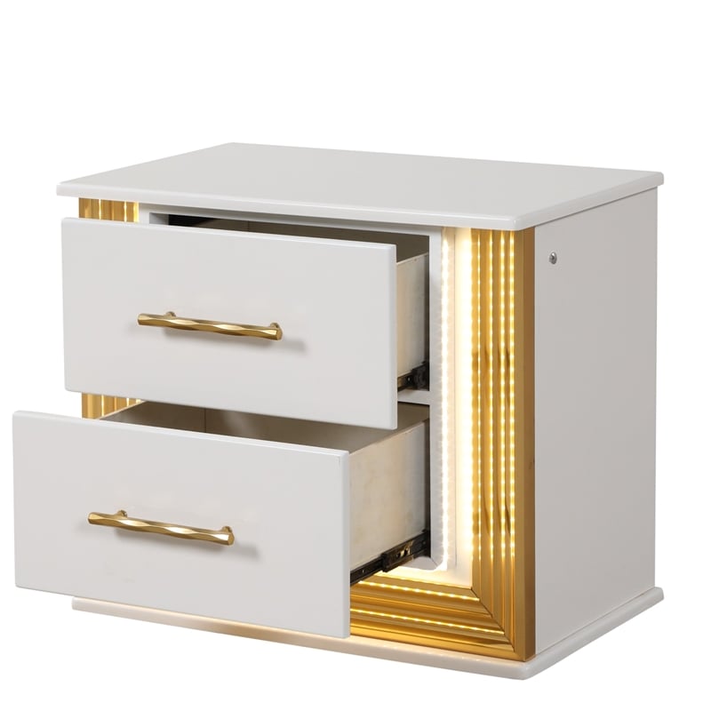 Obsession Contemporary Style 2-Drawer Nightstand Made with Wood in Gold Finish