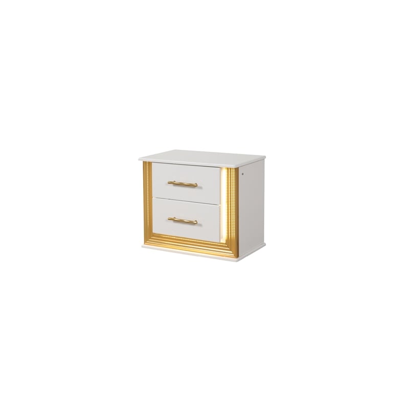 Obsession Contemporary Style 2-Drawer Nightstand Made with Wood in Gold Finish
