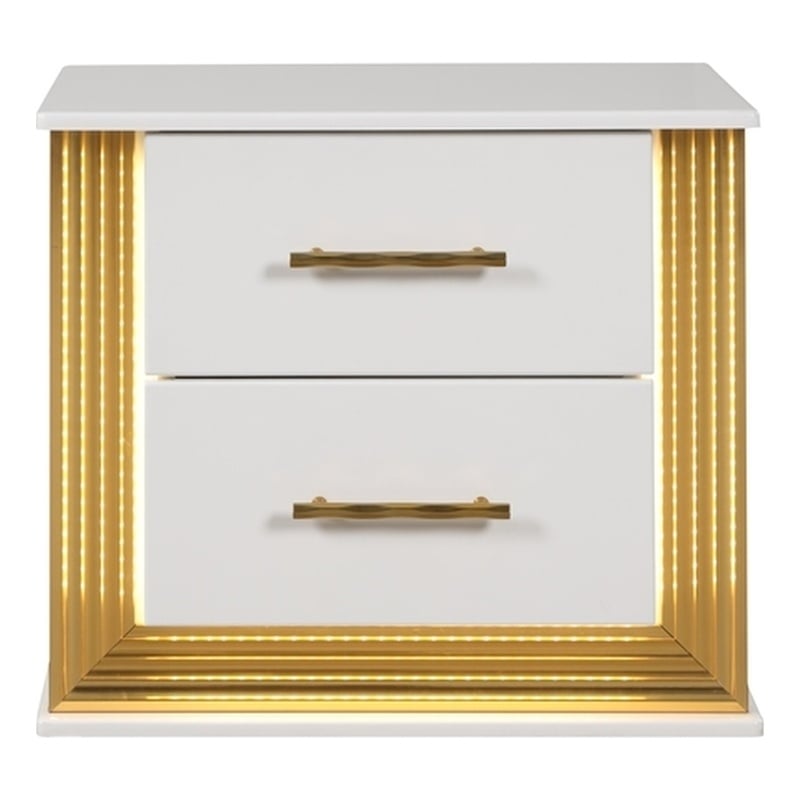 Obsession Contemporary Style 2-Drawer Nightstand Made with Wood in Gold Finish